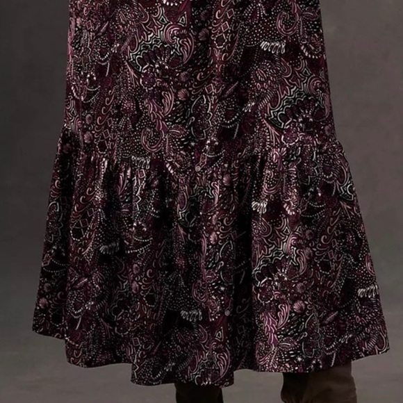 Anthropologie Maeve Lisabetta Boho Maxi Dress Size Large L Purple Paisley - Picture 3 of 8